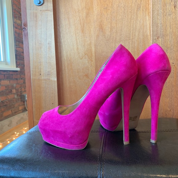 Charlotte Russe Shoes - Hot pink suede pumps